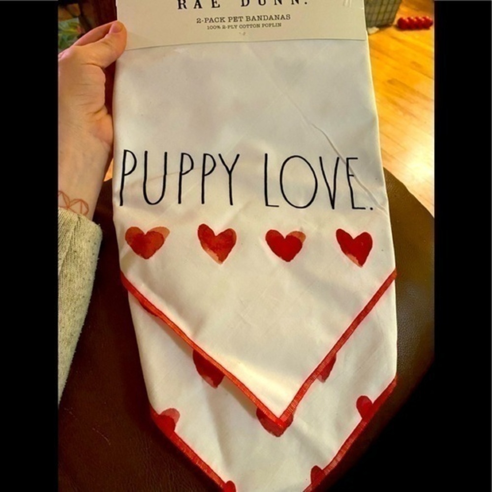 Rae Dunn Puppy Love Doggie Bandanas L/XL NEW